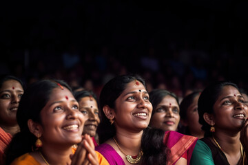 Wall Mural - Photography of Unusual looking 36yo south Indian women speacking watching concert.