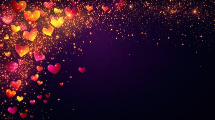 Canvas Print - Vibrant heart-shaped sparkles on a dark background