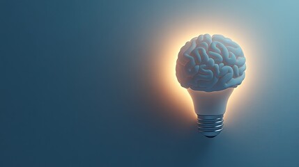 Wall Mural - Creative concept of a brain-shaped light bulb illuminating ideas