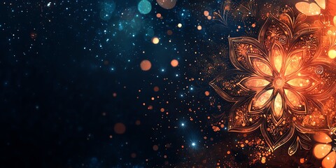 Canvas Print - glowing mandala: intricate design in a dark, mystical setting