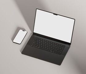 Wall Mural - responsive web design and website mockup, devices mock up, smartphone desktop tablet laptop template