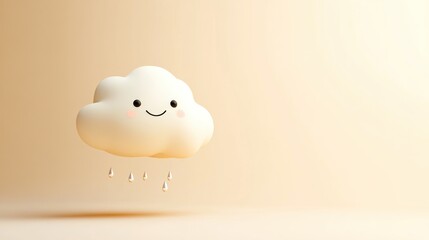 Poster - Cute cloud with rain drops on a pastel background.