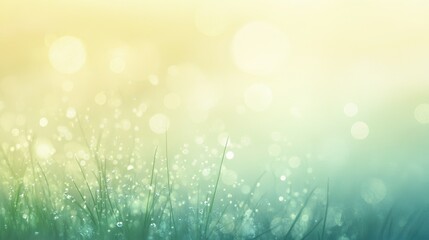 Poster - Delicate grass tips glowing with golden morning light, background softly blurred in a dreamy bokeh