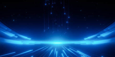 Wall Mural - abstract blue technology background with lights