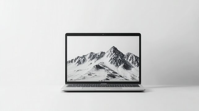 Laptop mockup simulation style minimalist workspace digital environment modern viewpoint for creative projects