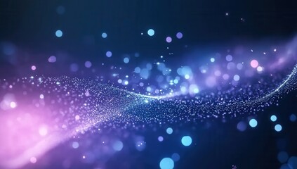 Poster - Abstract Purple Blue Glitter Wave Background with Sparkling Lights