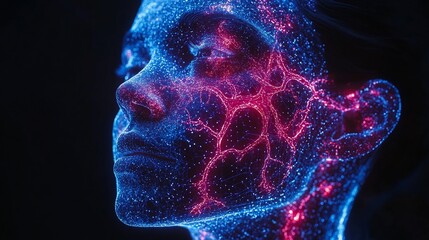 Wall Mural - digital anatomy: a mesmerizing visualization of the human face