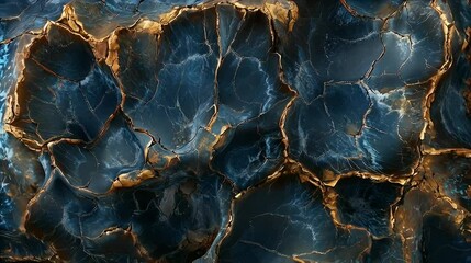 abstract blue gold marble texture background