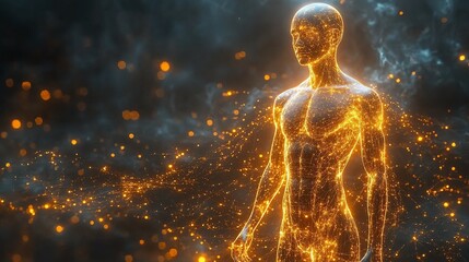 Wall Mural - glowing human anatomy: a digital art depiction of the human body's intricate structure