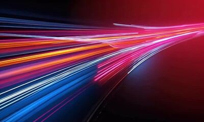 Wall Mural - dynamic high-speed animation showcasing red and blue light trails racing through a futuristic hypers