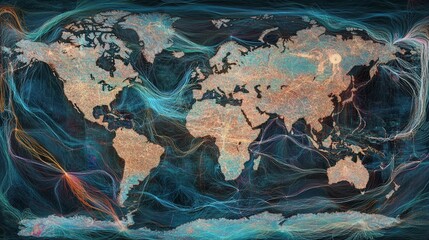 Wall Mural - Global Network: A Visualization of Interconnectedness