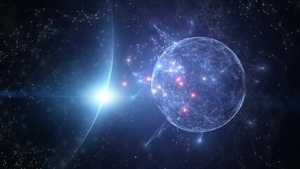 Wall Mural - futuristic universe with artistic sphere loop animation.
