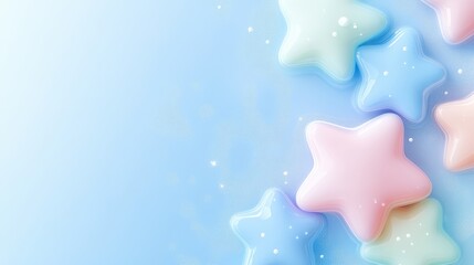 Wall Mural - dazzling pink and blue stars on a vibrant blue background, sparkling celestial scene