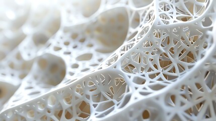 Wall Mural - abstract 3d rendering of a white, organic, cellular structure.