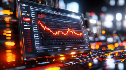 Fototapete - Futuristic analytics room with glowing dashboards displaying data trends and graphs. vibrant colors and advanced technology create engaging atmosphere for data analysis