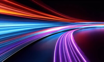 Wall Mural - dynamic high-speed animation showcasing red and blue light trails racing through a futuristic hypers