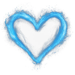 Aufkleber - glowing electric blue heart with neon like brush effects isolated on transparency background, creating vibrant and dynamic visual. heart shape is filled with energy and light