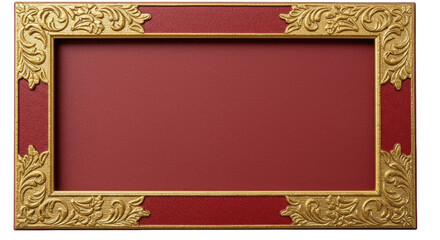 A rectangular photo frame with a dual-layered border design. The inner layer should be a matte red with a soft texture.