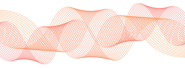 Aufkleber - Technology Abstract wave Energy flow Frequency digital wavey lines. Waveform Pattern with Red and Pink Gradients . Futuristic Curved Line Art for Modern Backgrounds and Creative Design