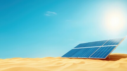 Wall Mural - Solar Panels in a Desert Landscape under Bright Sun