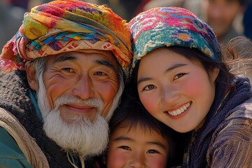 Joyful asian family celebration