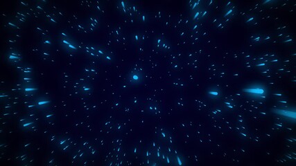 Wall Mural - Neon stars racing and zooming through space universe galaxy astronomy 3D animation on gradient background vibrant abstract dynamic digital motion blue
