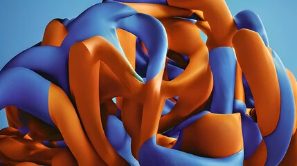 Abstract swirling blue orange shapes, digital art, vibrant background, design element