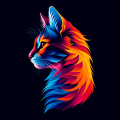  Vibrant Multi-Colored Illustration of a Stylized Cat With Artistic Flair