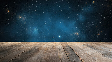 Sticker - serene night sky filled with stars above wooden floor creates tranquil scene