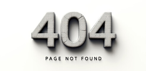 404 page not found error message with textured metallic effect for web design