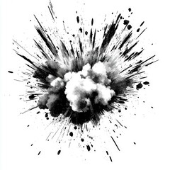Wall Mural - black and white explosion: abstract smoke burst graphic design - high-impact visual effect