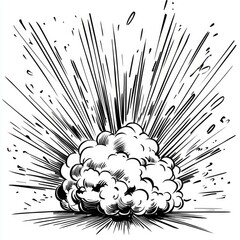 Wall Mural - black and white explosion: dynamic comic book style burst effect - vector graphic