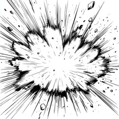 Wall Mural - dynamic explosion comic manga effect: intense burst of action and power. black and white graphic des