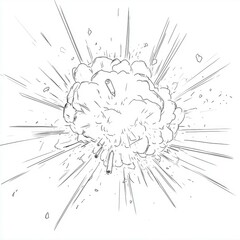 Wall Mural - dynamic manga explosion: high-impact comic book blast illustration, sketch, drawing, anime effect