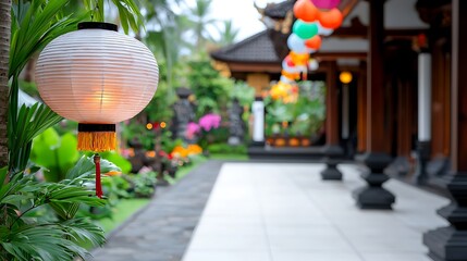 Wall Mural - Illuminated Lanterns along a Garden Path