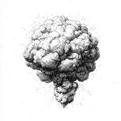Wall Mural - intense black and white smoke cloud illustration: a dramatic visual of nature's power and energy. de
