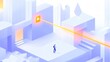 © ThatWorksMedia - Abstract 3D Isometric Cityscape with Glowing Light Beam: A Journey into the Digital Future