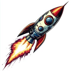 Wall Mural - vintage rocket launch: a retro space exploration illustration