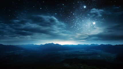 Wall Mural - a mountain range is visible in the distance with a cloudy sky