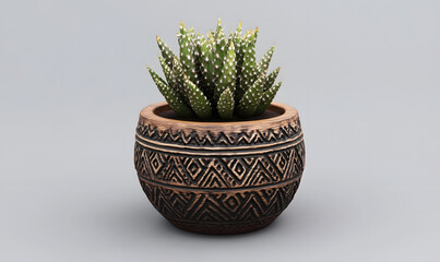 Wall Mural - Small succulent plant in a decorative pot.