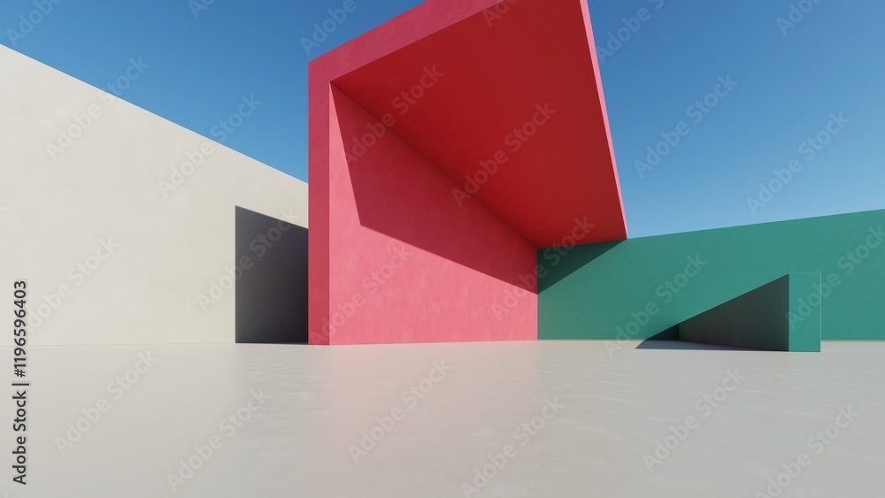 3d illustration of abstract minimal architecture background, geometric ...