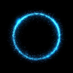 Wall Mural - glowing blue circle light effect on black background. (1)