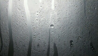 Wall Mural - closeup view capturing the intricate condensation of fog on a window glass surface, showcasing the d
