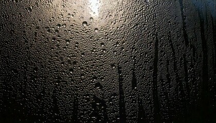 Wall Mural - closeup view capturing the intricate condensation of fog on a window glass surface, showcasing the d