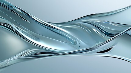 Sticker - Abstract flowing water-like texture with smooth curves and reflections in a serene environment