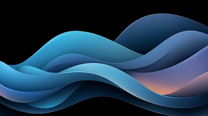 Sticker - Abstract flowing waves in shades of blue and soft peach, creating a serene digital background