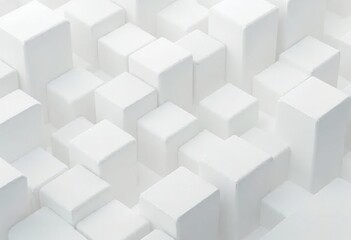 Poster - Abstract 3D White Cubes Pattern