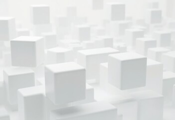 Aufkleber - White Geometric Composition of Square Cubes