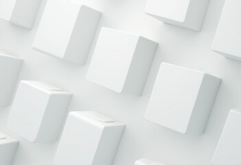 Aufkleber - Minimalist White Cubes Abstract Art Piece