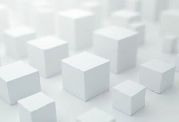 Poster - Abstract Minimalistic Background of White Cubes